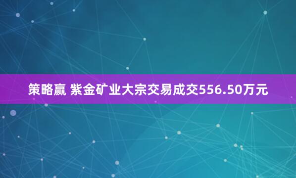 策略赢 紫金矿业大宗交易成交556.50万元