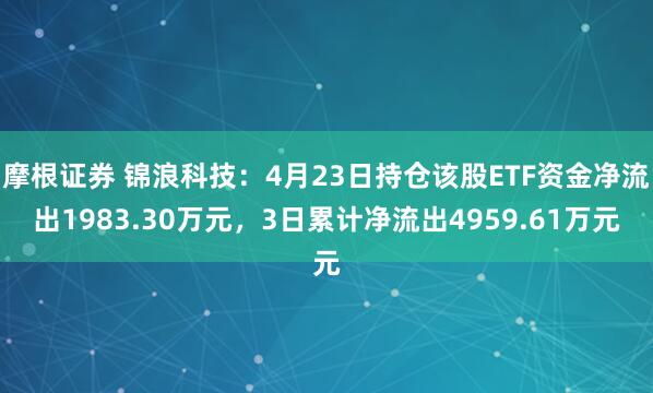 摩根证券 锦浪科技：4月23日持仓该股ETF资金净流出1983.30万元，3日累计净流出4959.61万元