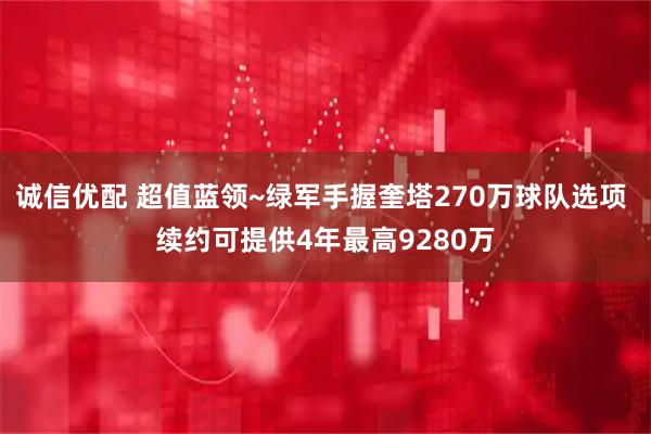 诚信优配 超值蓝领~绿军手握奎塔270万球队选项 续约可提供4年最高9280万