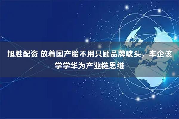 旭胜配资 放着国产胎不用只顾品牌噱头，车企该学学华为产业链思维