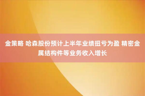 金策略 哈森股份预计上半年业绩扭亏为盈 精密金属结构件等业务收入增长